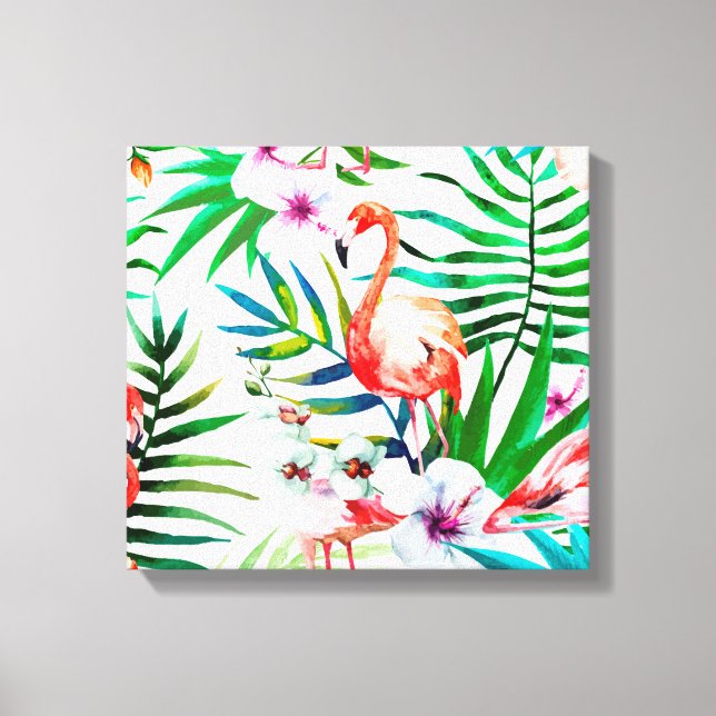 Tropical flamingo art canvas print (Front)