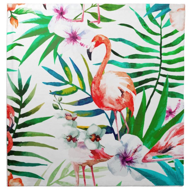 Tropical flamingo art cloth napkin (Front)