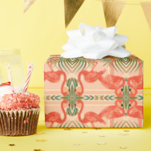 Tropical Flamingo Art Deco Wrapping Paper