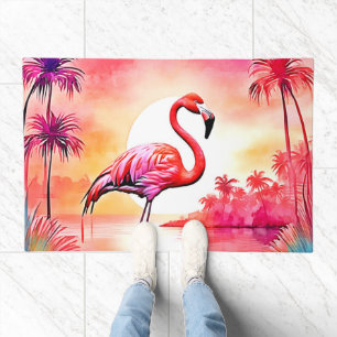 Tropical Flamingo Art Doormat