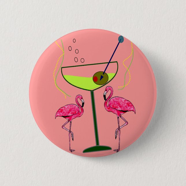 Tropical Flamingo Art Gifts Button (Front)