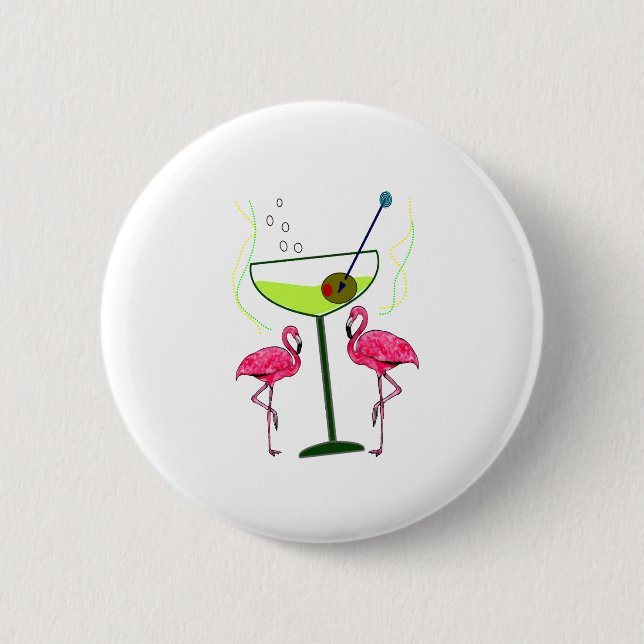 Tropical Flamingo Art Gifts Pinback Button (Front)