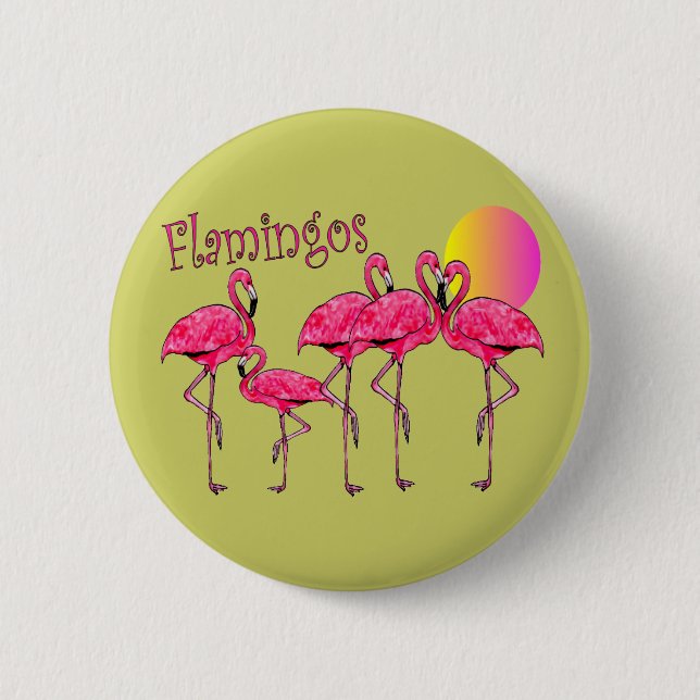 Tropical Flamingo Art Gifts Pinback Button (Front)