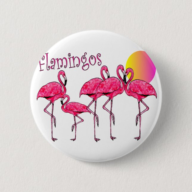 Tropical Flamingo Art Gifts Pinback Button (Front)