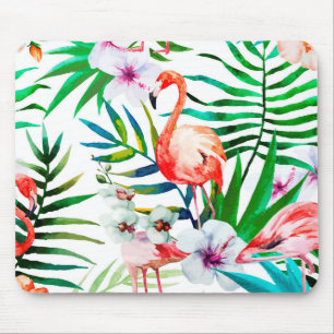 Tropical flamingo art mouse pad