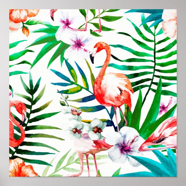 Tropical flamingo art poster (Front)