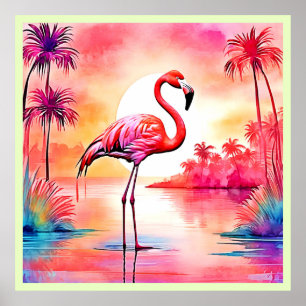 Tropical Flamingo Art Poster