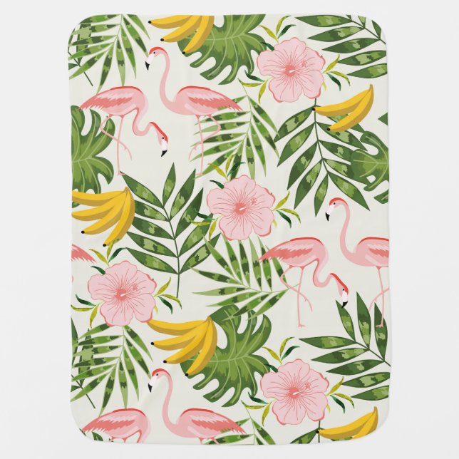 Tropical Flamingo Baby Blanket (Front)