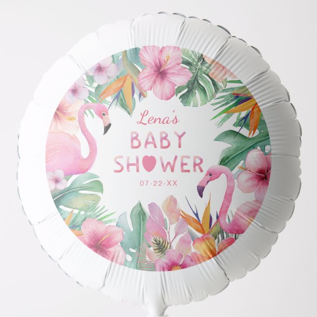 Tropical Flamingo Baby Shower Balloon (Front)