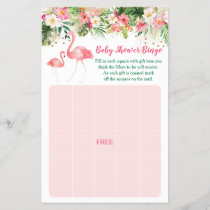 Tropical Flamingo Baby Shower Bingo