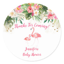 Tropical Flamingo Baby Shower Classic Round Sticker