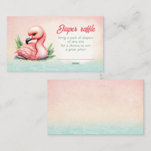 Tropical Flamingo Baby Shower Diaper Raffle Card
