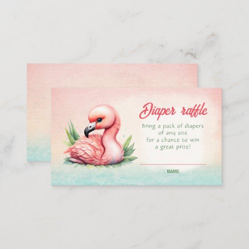 Tropical Flamingo Baby Shower Diaper Raffle Card