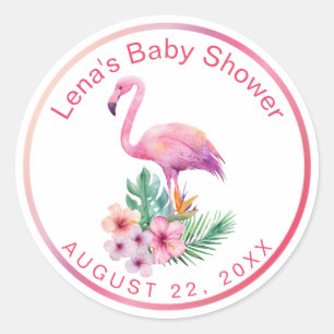 Tropical Flamingo Baby Shower Favor Sticker