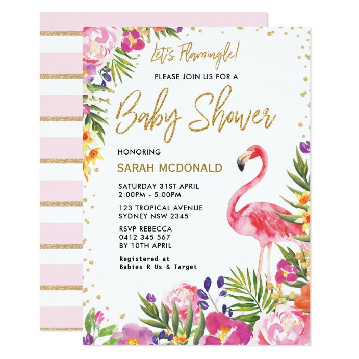 baby shower flamingo invitations