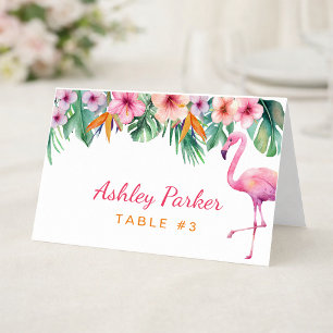 Tropical Flamingo Baby Shower Guest Table Card
