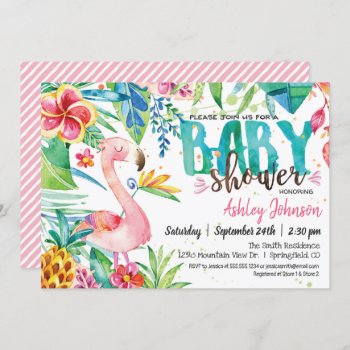 Tropical Flamingo Baby Shower Invitation by Card_Stop at Zazzle