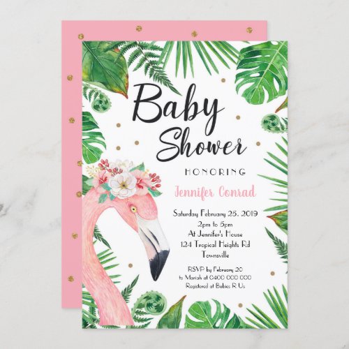 Tropical Flamingo Baby Shower Invitation