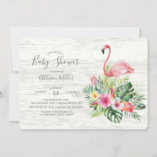 Tropical Flamingo Baby shower Invitation (Front)