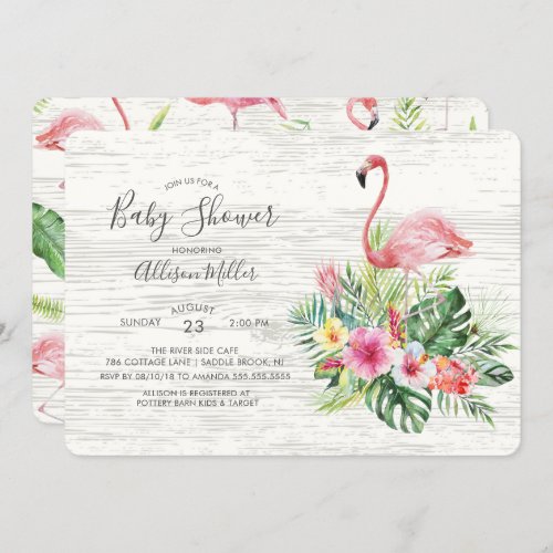 Tropical Flamingo Baby shower Invitation