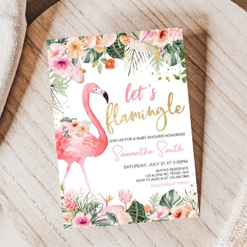 Tropical Flamingo Baby Shower  Invitation