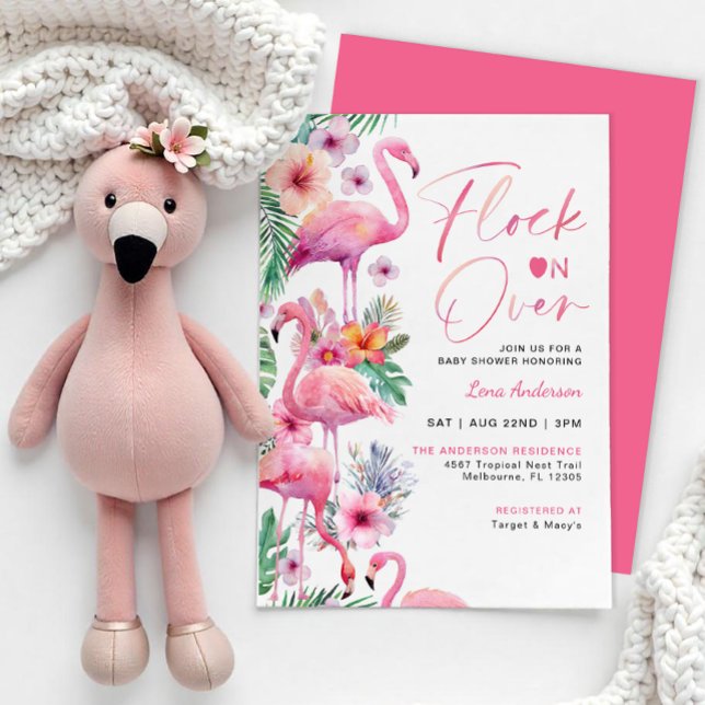 Tropical Flamingo Baby Shower Invitation (Flamingo Baby Shower Invite)