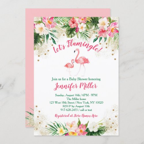 Tropical Flamingo Baby Shower Invitation