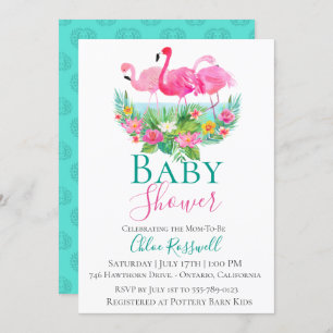Tropical Flamingo Baby Shower Invitation