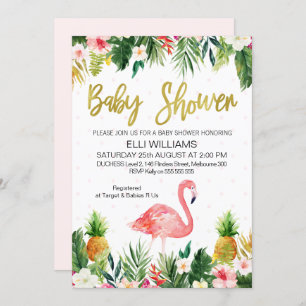 Tropical Flamingo Baby Shower invitation