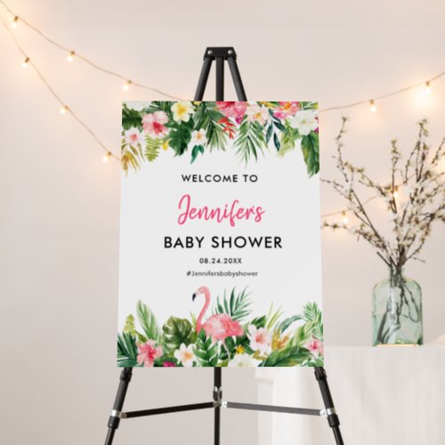 Tropical Flamingo Baby Shower Large Welcome Sign