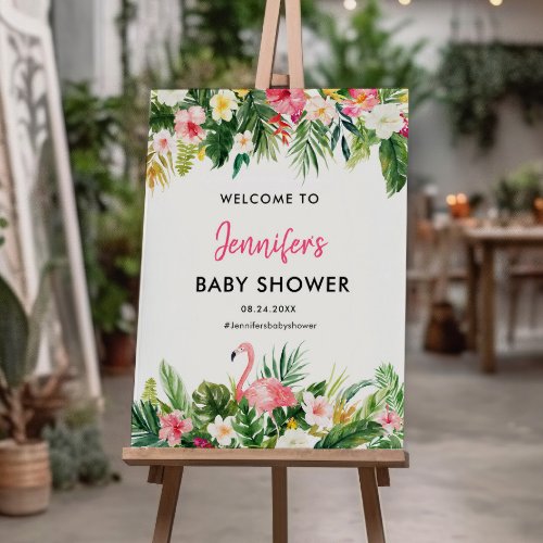 Tropical Flamingo Baby Shower Large Welcome Sign