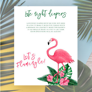 Tropical flamingo baby shower Late night diapers Poster