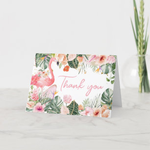 Tropical Flamingo Baby Shower  Letterpress Thank You Card
