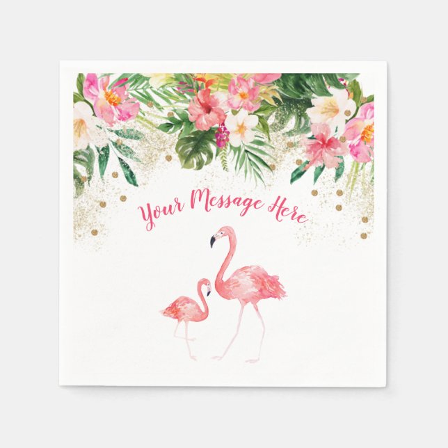 Tropical Flamingo Baby Shower Napkins (Front)