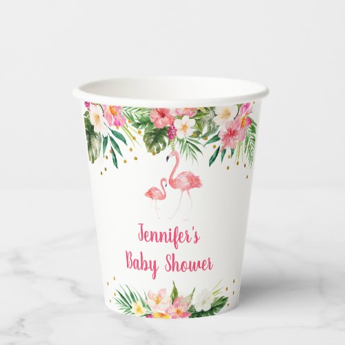 Tropical Flamingo Baby Shower Paper Cups