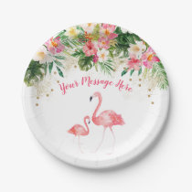 Tropical Flamingo Baby Shower Paper Plates