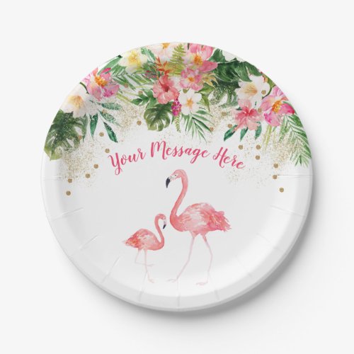 Tropical Flamingo Baby Shower Paper Plates