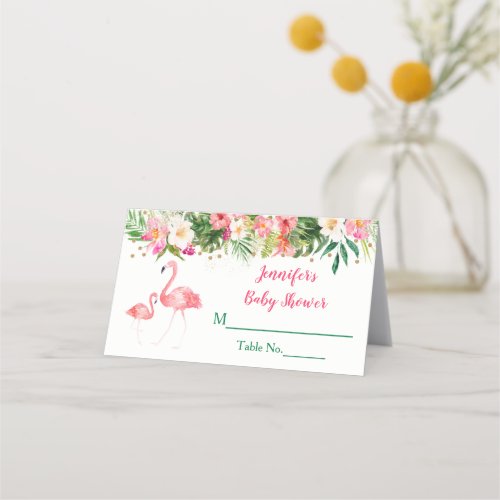 Tropical Flamingo Baby Shower Place Card