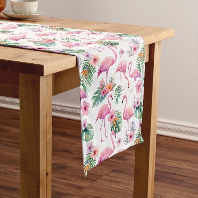 Tropical Flamingo Baby Shower Table Runner (In Situ)