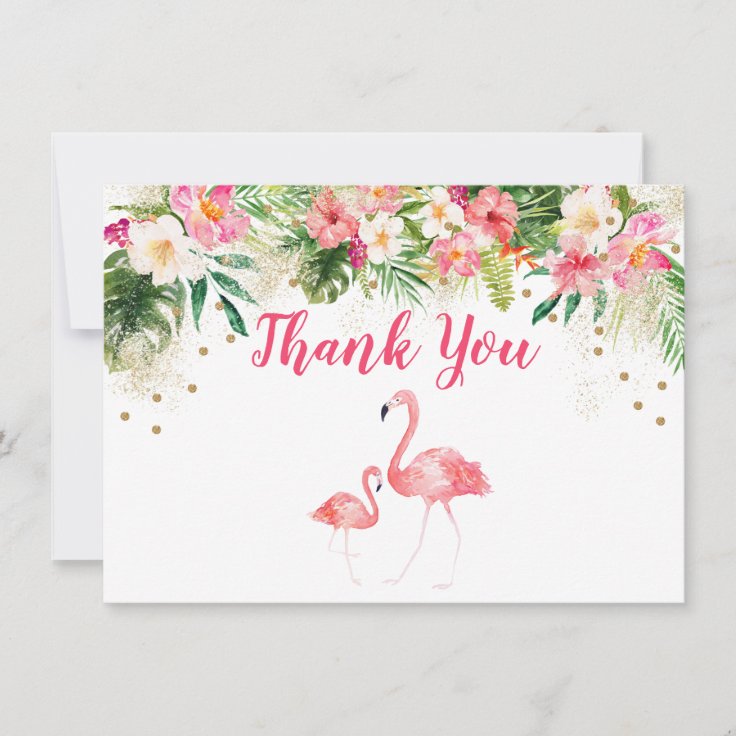 Tropical Flamingo Baby Shower Thank You | Zazzle