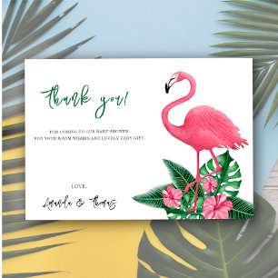 Tropical Flamingo Baby Shower - thank you Card