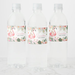 Tropical Flamingo Baby Shower  Water Bottle Label