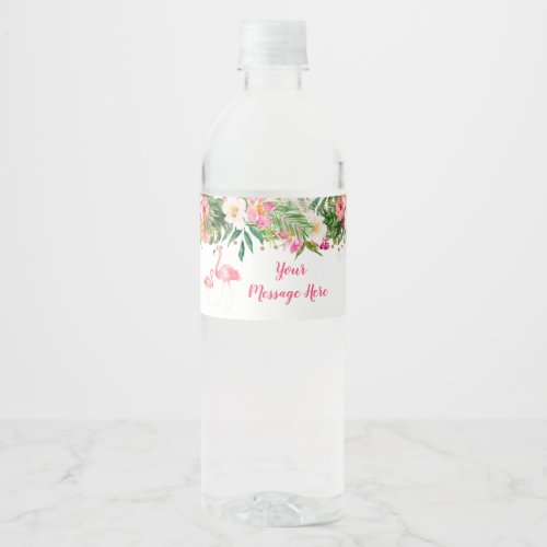 Tropical Flamingo Baby Shower Water Bottle Label
