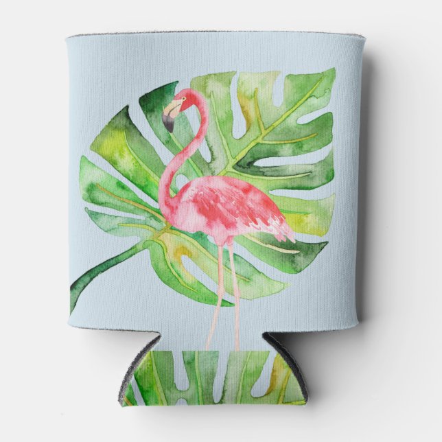 Tropical Flamingo Bachelorette Can Cooler Koozie (Front)