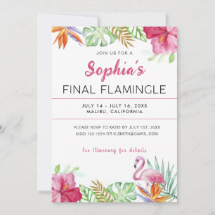 Tropical Flamingo Bachelorette Party Invitation