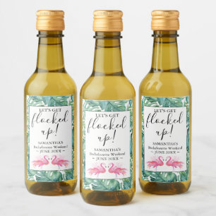 Tropical Flamingo Bachelorette Party Wine Labels