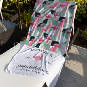Tropical Flamingo Bachelorette Weekend Beach Towel