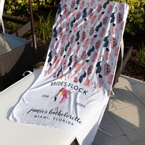 Tropical Flamingo Bachelorette Weekend Beach Towel