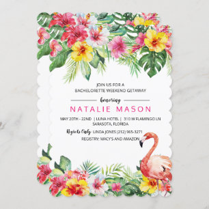 Tropical Flamingo Bachelorette Weekend Invitation