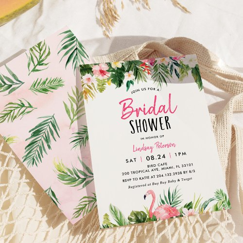 Tropical Flamingo Beach Bridal Shower Invitation